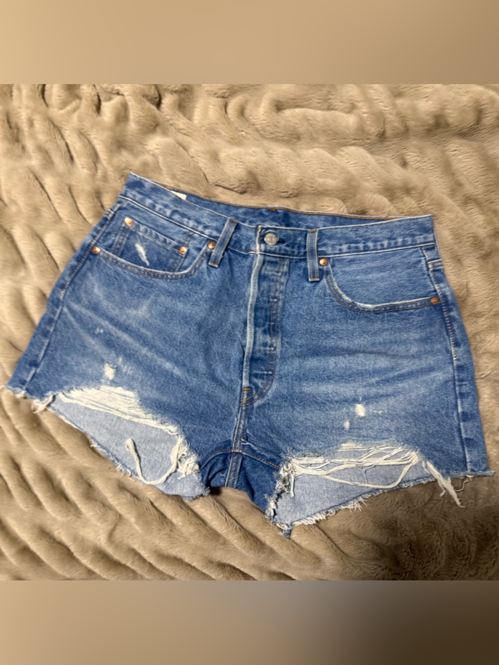Levi's Distressed Blue Denim Cutoff Shorts